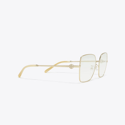 Tory Burch Miller Metal Square Eyeglasses BRUSHED LIGHT GOLD