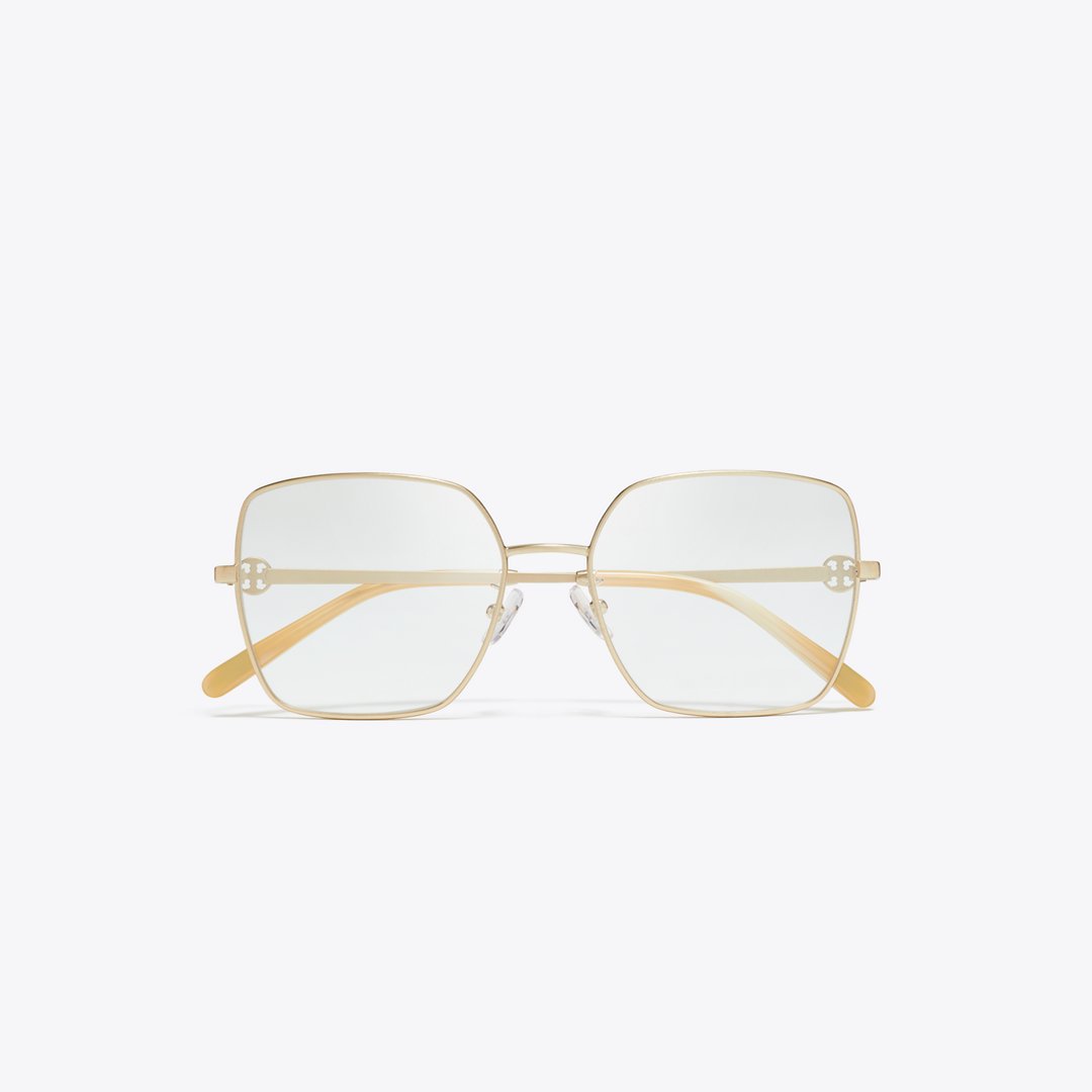 Tory Burch Miller Metal Square Eyeglasses BRUSHED LIGHT GOLD