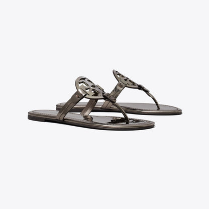 Tory Burch Miller Metallic Sandal SHINY DARK GRAY