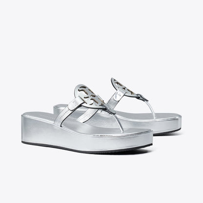 Tory Burch Miller Metallic Wedge Sandal Silver