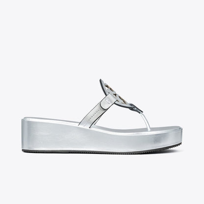 Tory Burch Miller Metallic Wedge Sandal Silver