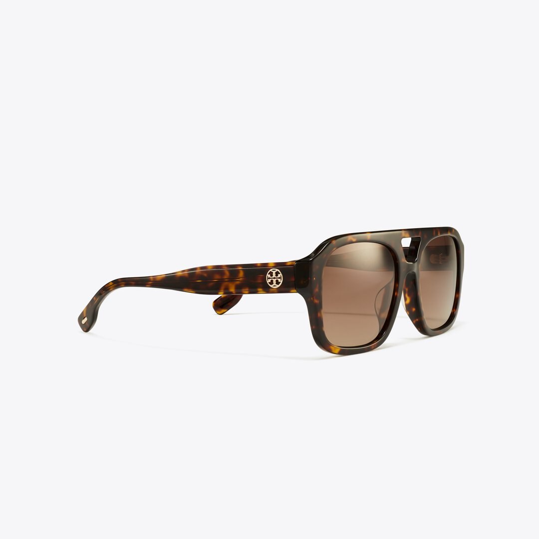 Tory Burch Miller Navigator Sunglasses DARK TORTOISE/BROWN GRADIENT POLAR