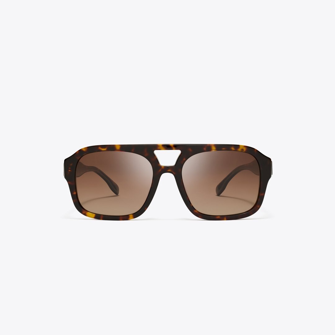Tory Burch Miller Navigator Sunglasses DARK TORTOISE/BROWN GRADIENT POLAR