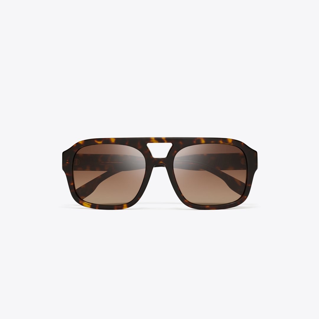 Tory Burch Miller Navigator Sunglasses DARK TORTOISE/BROWN GRADIENT POLAR