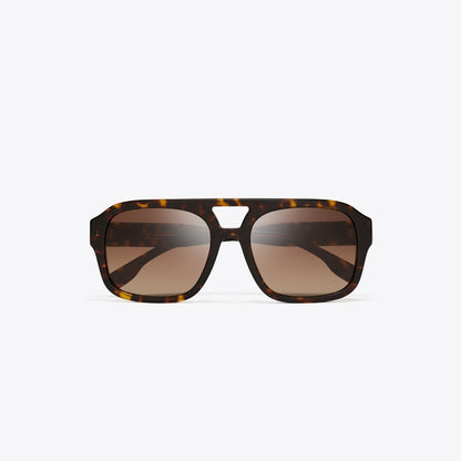Tory Burch Miller Navigator Sunglasses DARK TORTOISE/BROWN GRADIENT POLAR