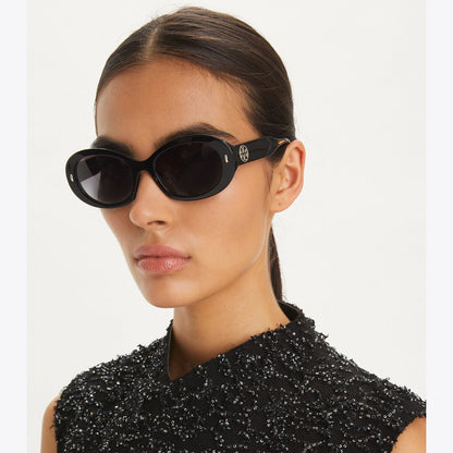 Tory Burch Miller Oval Sunglasses BLUE STRIPE/DARK BLUE