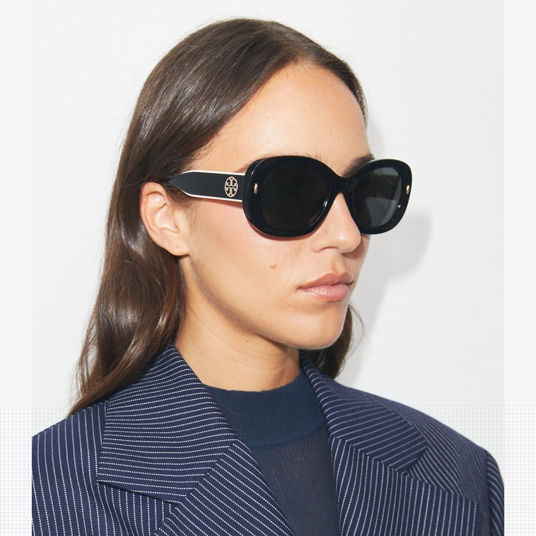 Tory Burch Miller Oval Sunglasses TRANSPARENT TORT/ POLAR BROWN GRADIENT
