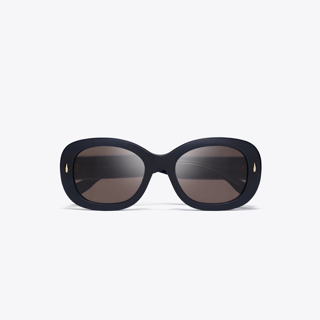 Tory Burch Miller Oval Sunglasses NAVY/SOLID BROWN