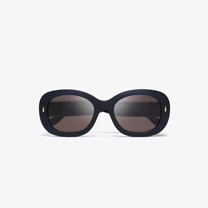 Tory Burch Miller Oval Sunglasses NAVY/SOLID BROWN
