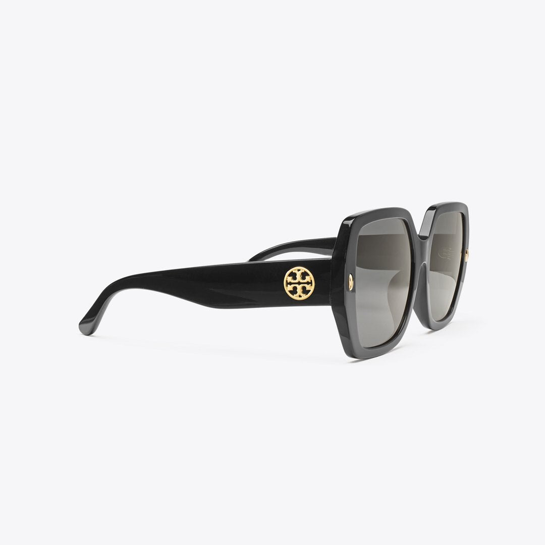 Tory Burch Miller Oversized Square Sunglasses BLACK/SOLID GREY