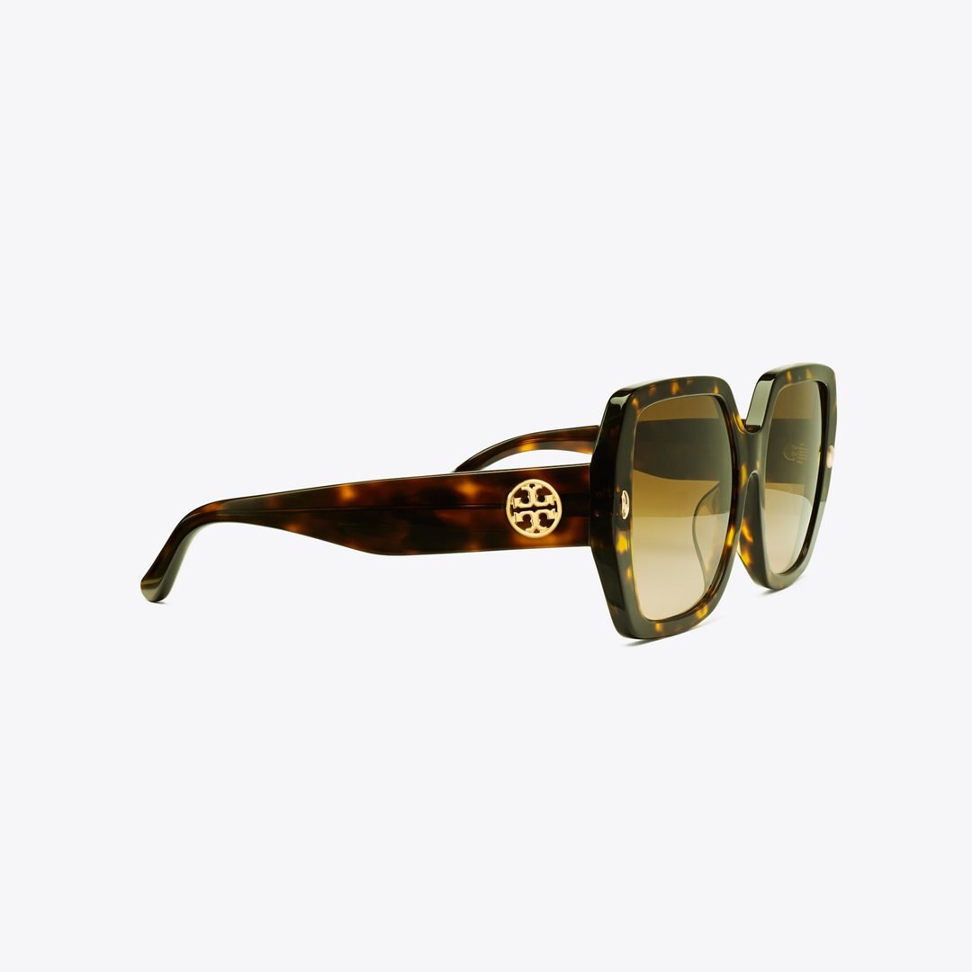 Tory Burch Miller Oversized Square Sunglasses DARK TORTOISE/BROWN GRADIENT