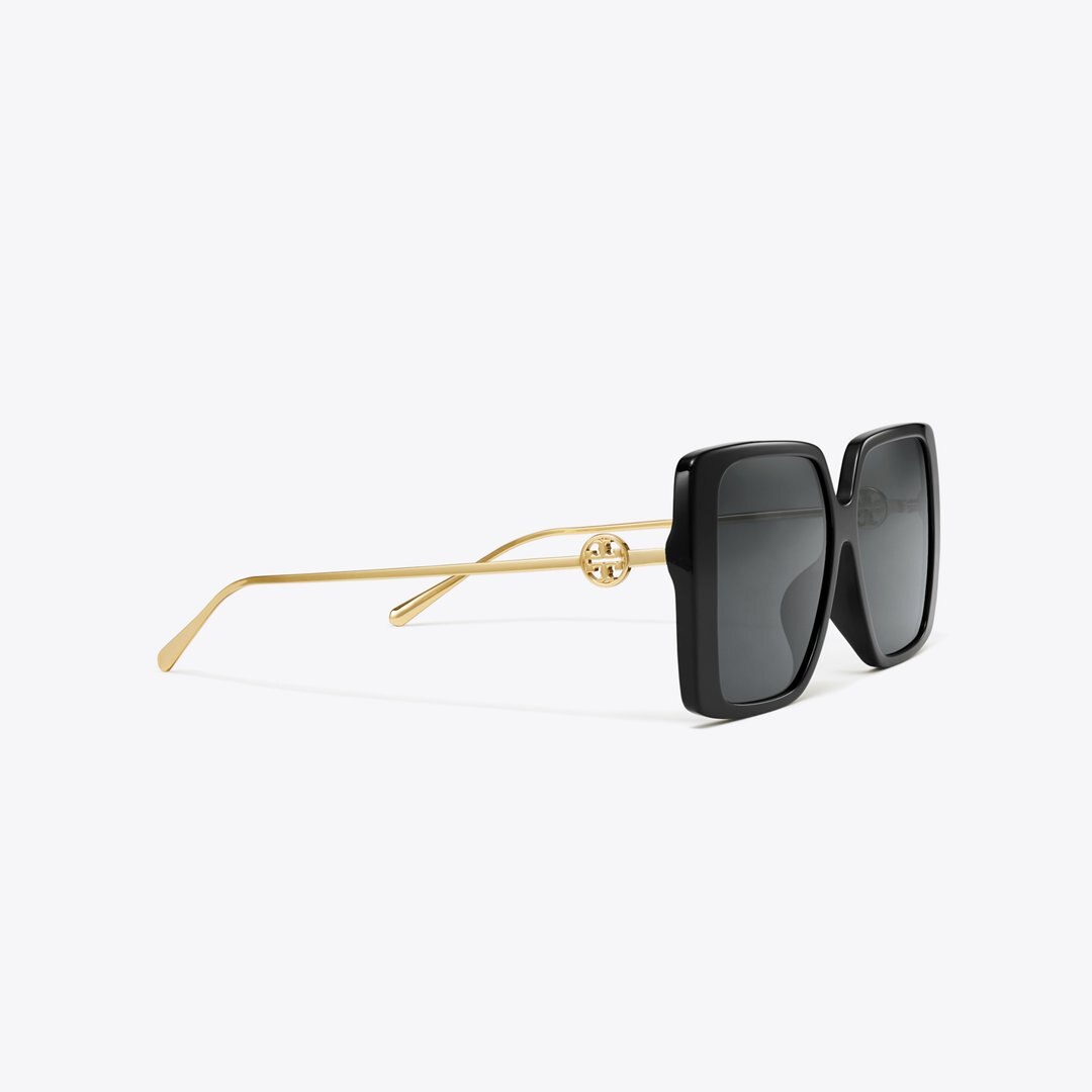 Tory Burch Miller Oversized Square Sunglasses BLACK/DARK GREY