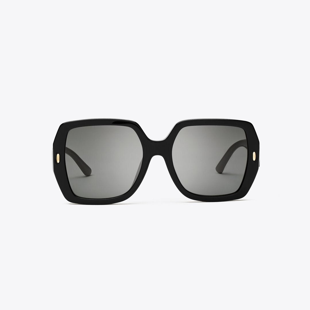 Tory Burch Miller Oversized Square Sunglasses BLACK/SOLID GREY