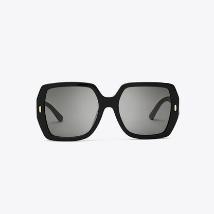 Tory Burch Miller Oversized Square Sunglasses BLACK/SOLID GREY