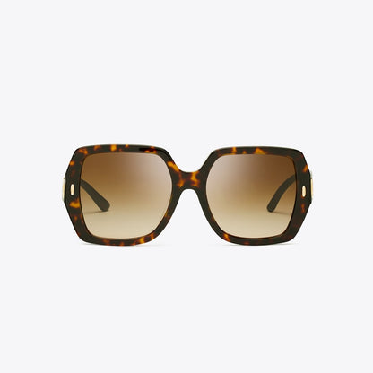 Tory Burch Miller Oversized Square Sunglasses DARK TORTOISE/BROWN GRADIENT