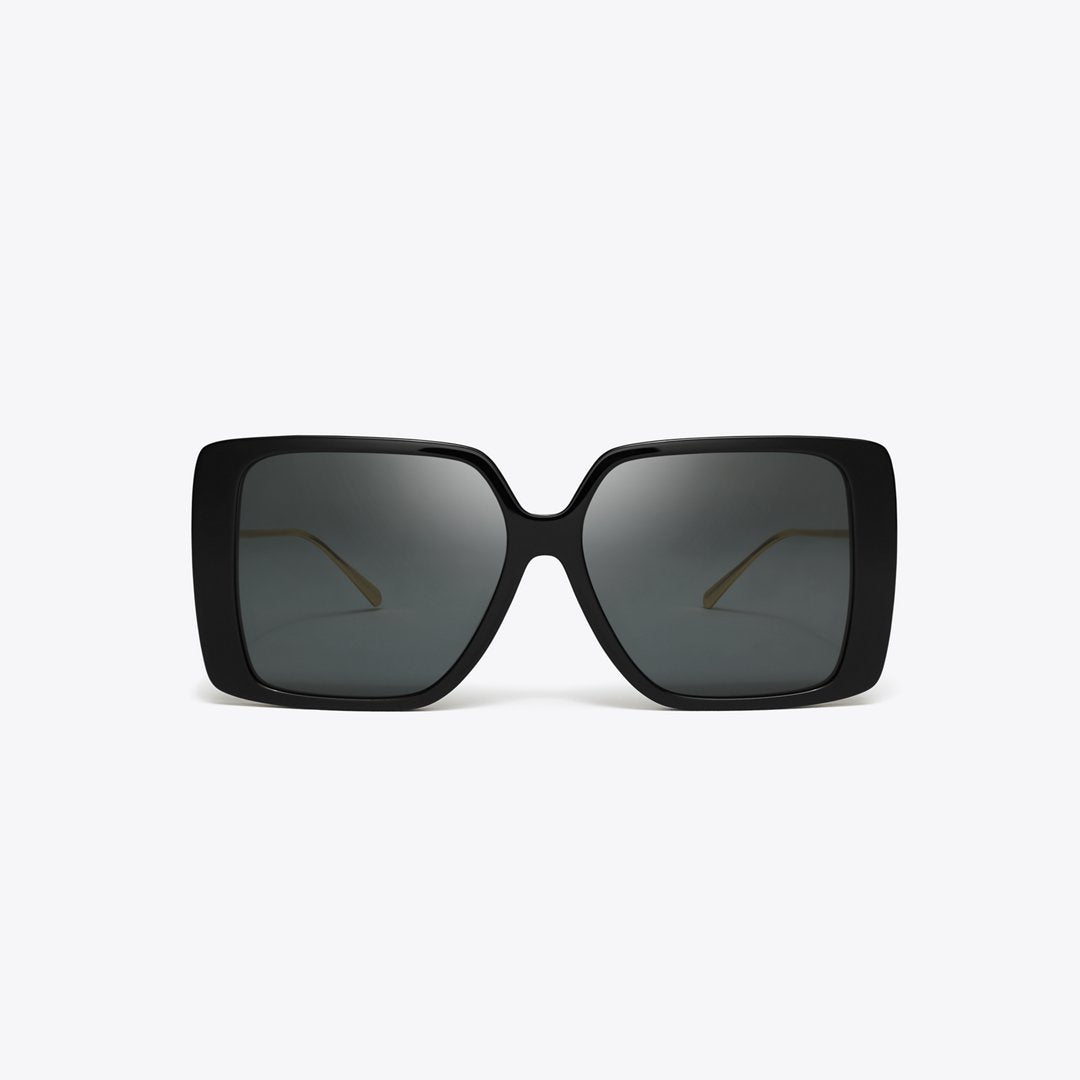 Tory Burch Miller Oversized Square Sunglasses BLACK/DARK GREY