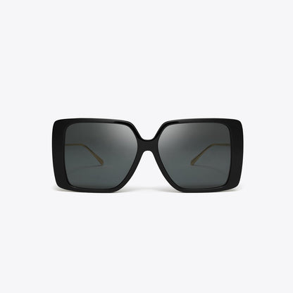 Tory Burch Miller Oversized Square Sunglasses BLACK/DARK GREY