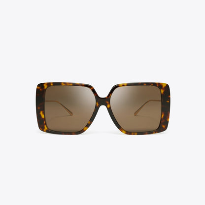 Tory Burch Miller Oversized Square Sunglasses DARK TORTOISE/DARK BROWN