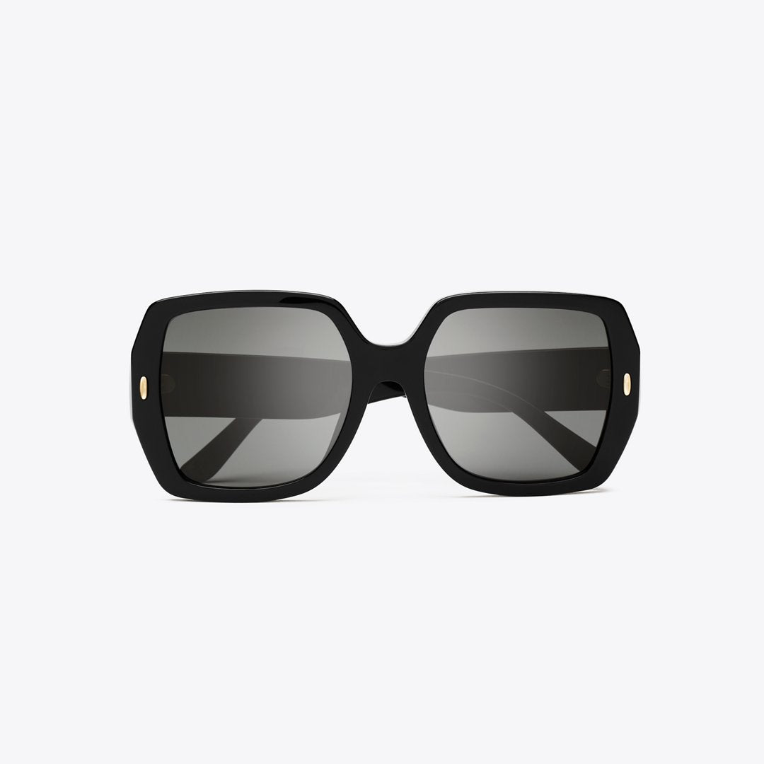 Tory Burch Miller Oversized Square Sunglasses BLACK/SOLID GREY
