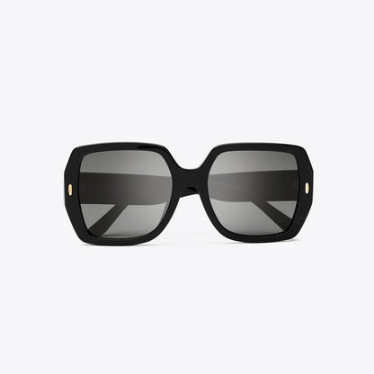 Tory Burch Miller Oversized Square Sunglasses BLACK/SOLID GREY