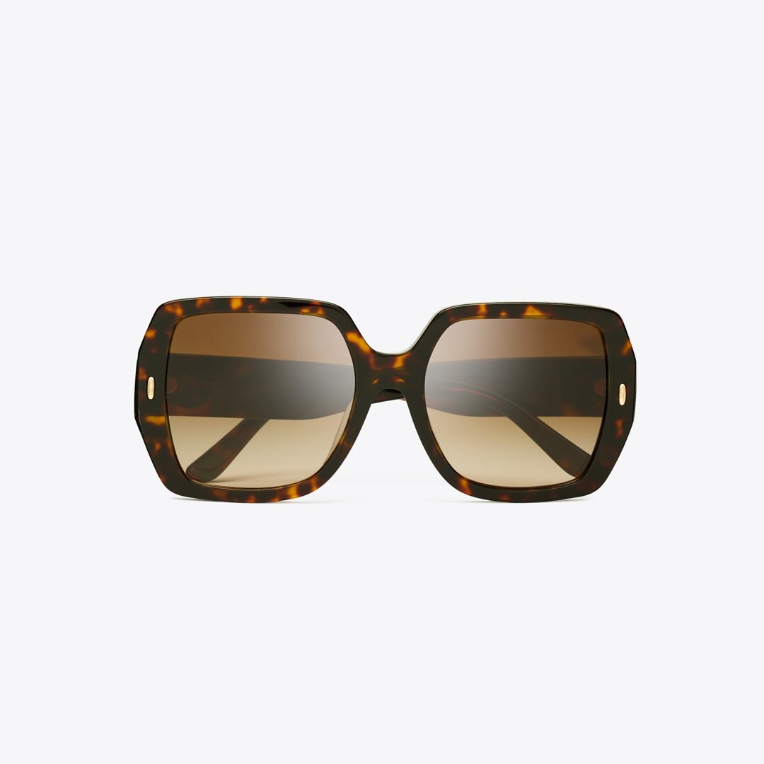 Tory Burch Miller Oversized Square Sunglasses DARK TORTOISE/BROWN GRADIENT