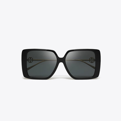 Tory Burch Miller Oversized Square Sunglasses BLACK/DARK GREY