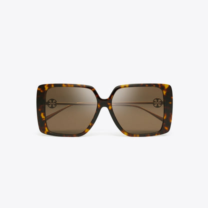 Tory Burch Miller Oversized Square Sunglasses DARK TORTOISE/DARK BROWN