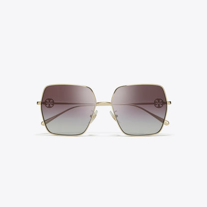 Tory Burch Miller Oversized Square Sunglasses SHINY LIGHT GOLD/GREY GRADIENT VIOLET