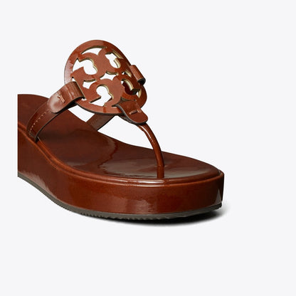 Tory Burch Miller Patent Wedge Sandal RUSSET BROWN