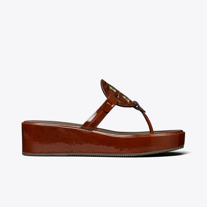 Tory Burch Miller Patent Wedge Sandal RUSSET BROWN
