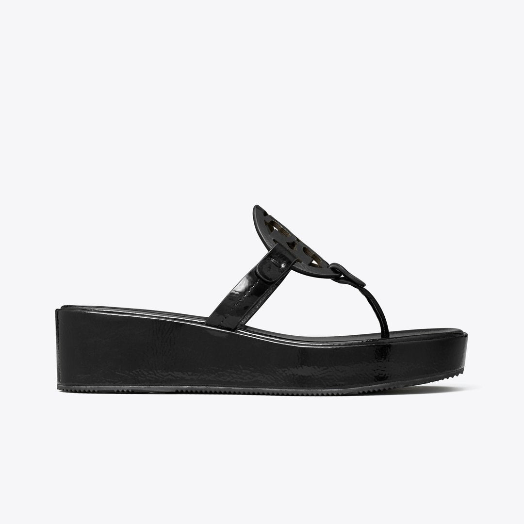 Tory Burch Miller Patent Wedge Sandal PERFECT BLACK