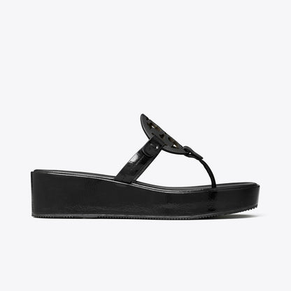 Tory Burch Miller Patent Wedge Sandal PERFECT BLACK