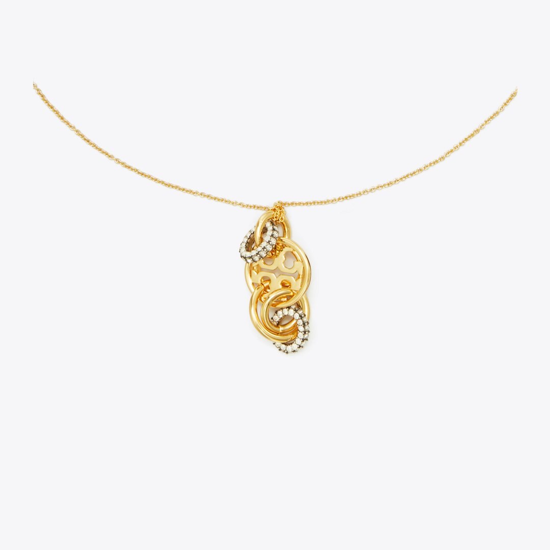 Tory Burch Miller Pav Interlocking Pendant Tory Gold / Crystal