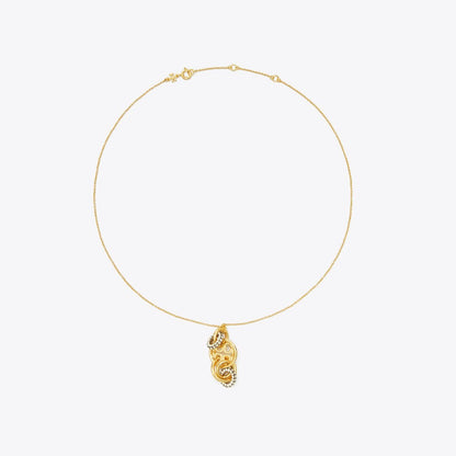 Tory Burch Miller Pav Interlocking Pendant Tory Gold / Crystal