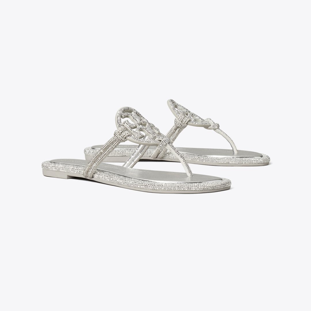 Tory Burch Miller Pav Knotted Sandal SILVER