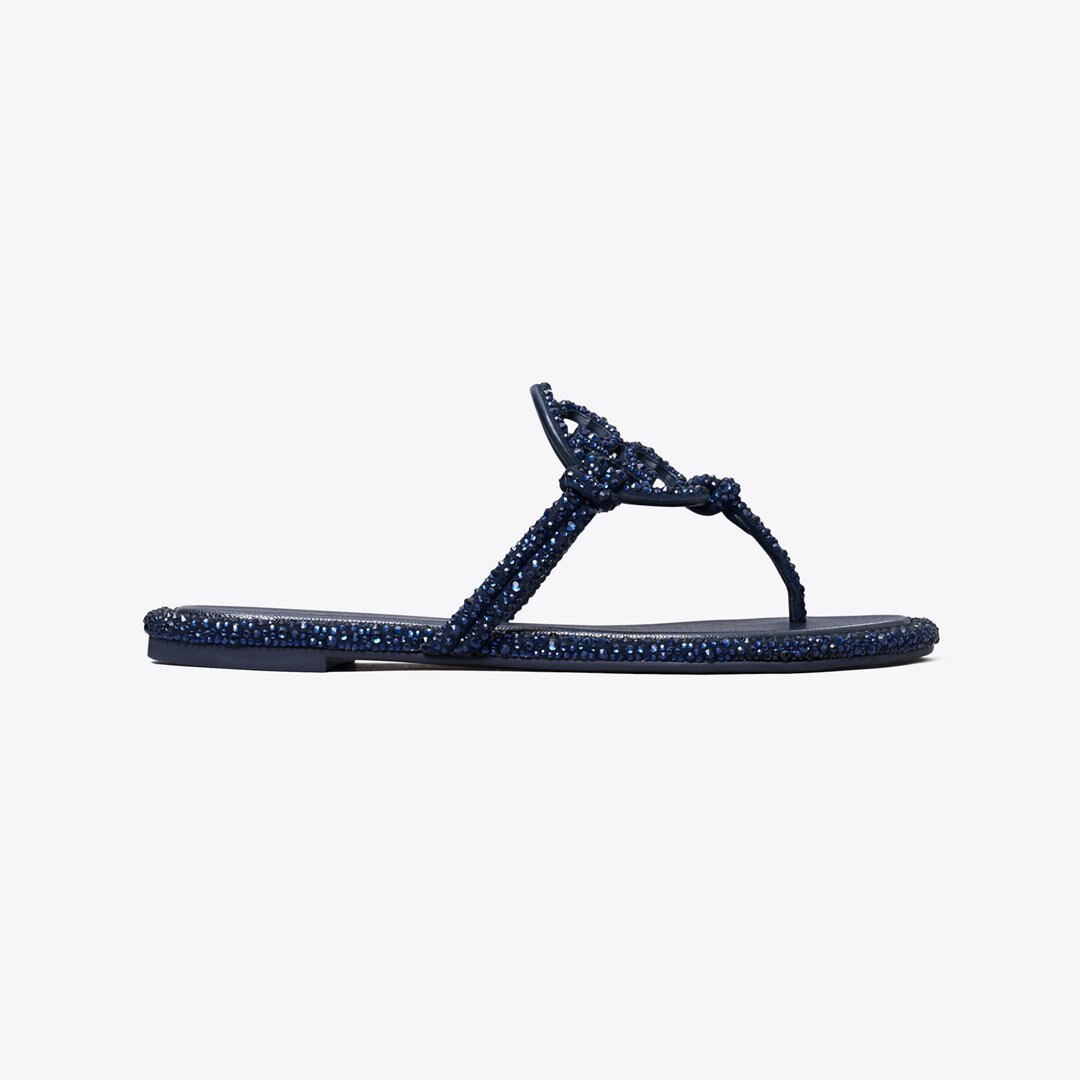 Tory Burch Miller Pav Knotted Sandal NEW NAVY