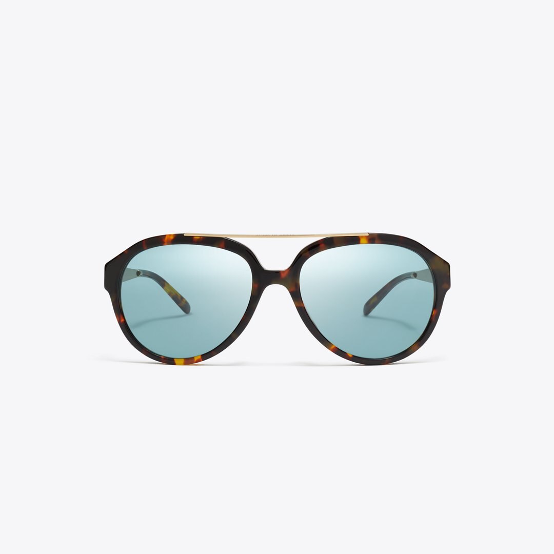 Tory Burch Miller Pilot Sunglasses TORTOISE/PETROL GREEN