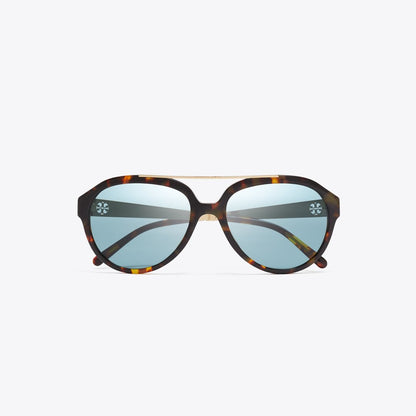Tory Burch Miller Pilot Sunglasses TORTOISE/PETROL GREEN