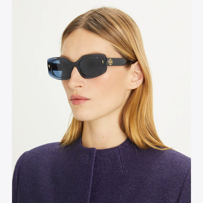 Tory Burch Miller Rectangle Sunglasses IVORY/DARK BROWN
