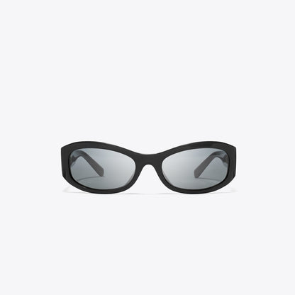 Tory Burch Miller Rectangle Sunglasses BLACK/DARK GRAY