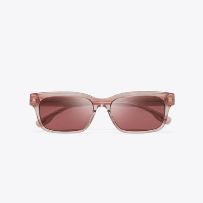Tory Burch Miller Rectangle Sunglasses TRANSPARENT PINK/WINE
