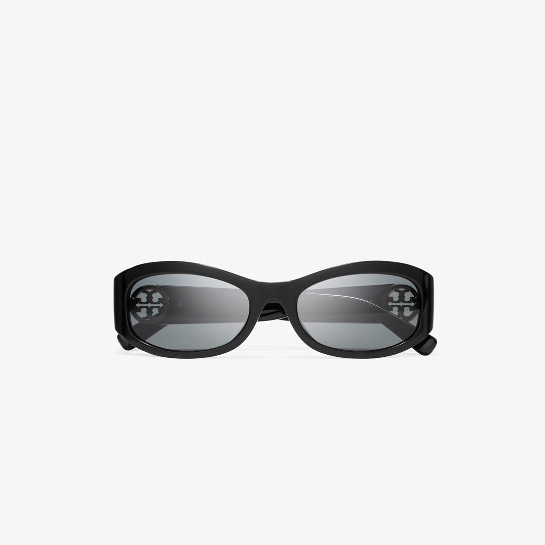 Tory Burch Miller Rectangle Sunglasses BLACK/DARK GRAY