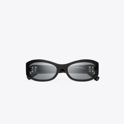 Tory Burch Miller Rectangle Sunglasses BLACK/DARK GRAY