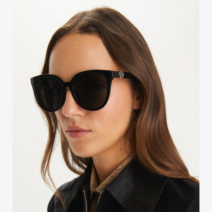 Tory Burch Miller Round Sunglasses BLACK/DARK GREY