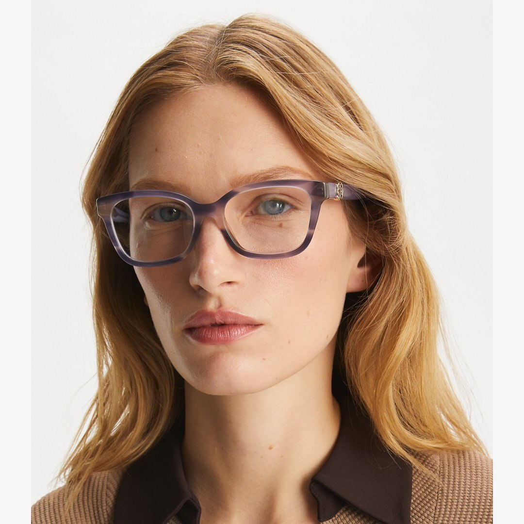Tory Burch Miller Square Eyeglasses PURPLE STRIATED/PURPLE
