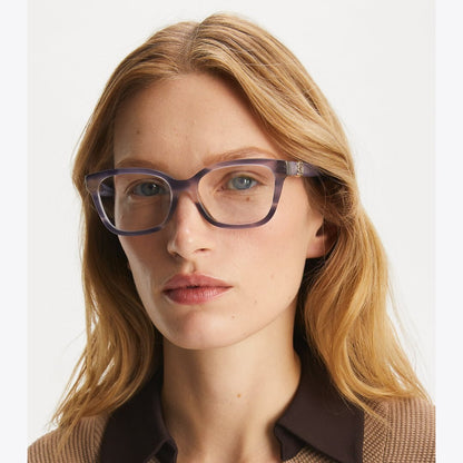Tory Burch Miller Square Eyeglasses PURPLE STRIATED/PURPLE