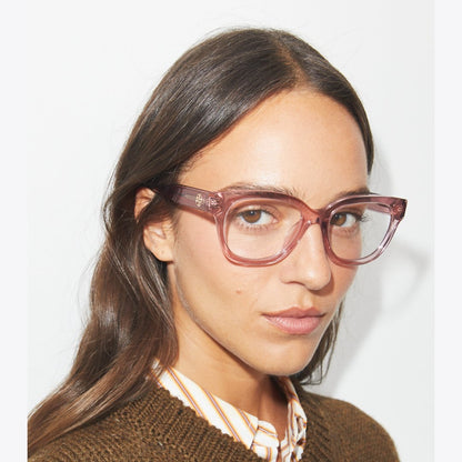 Tory Burch Miller Square Eyeglasses TRANSPARENT LIGHT PINK