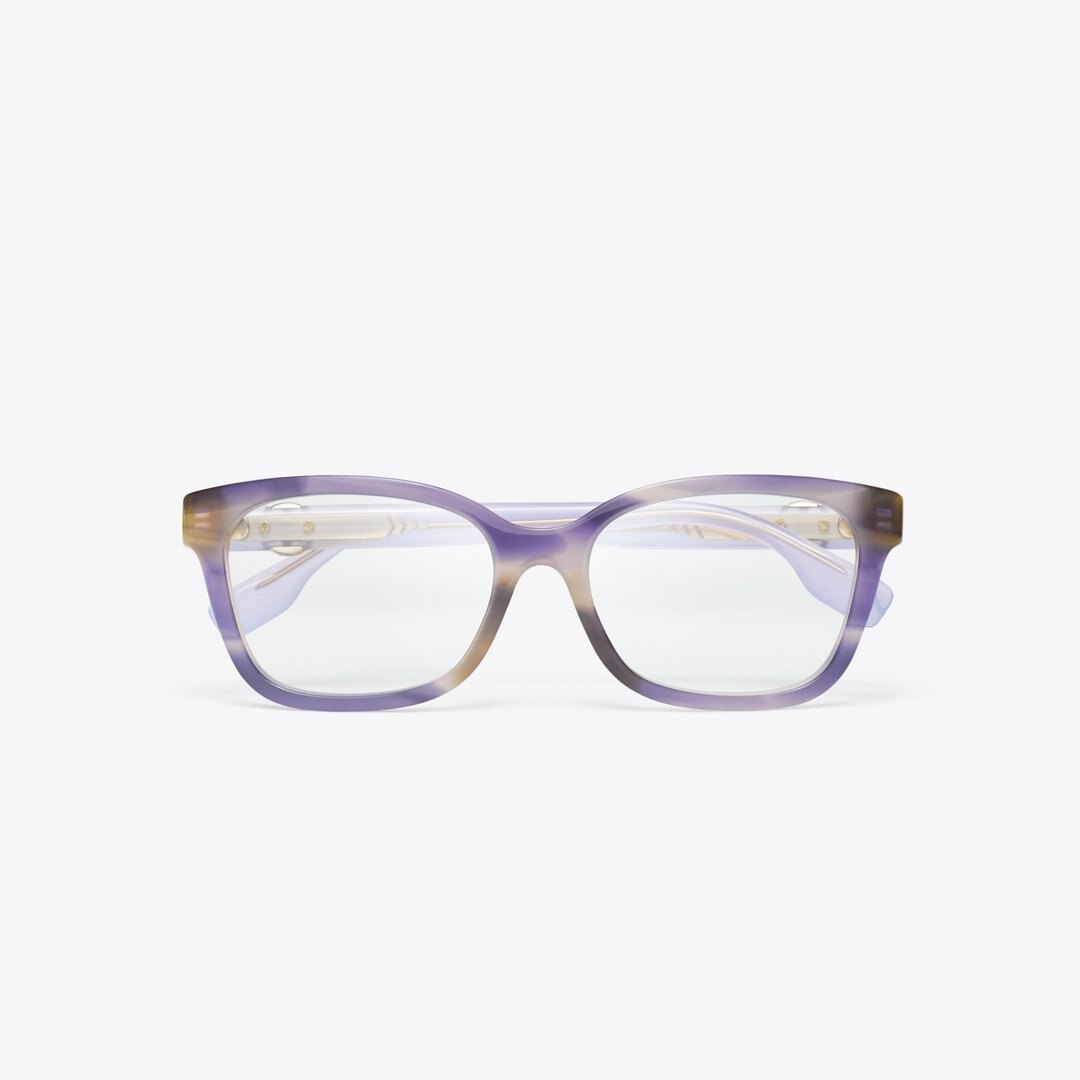 Tory Burch Miller Square Eyeglasses PURPLE STRIATED/PURPLE