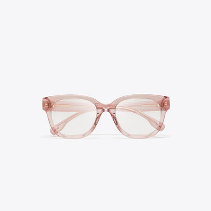 Tory Burch Miller Square Eyeglasses TRANSPARENT LIGHT PINK
