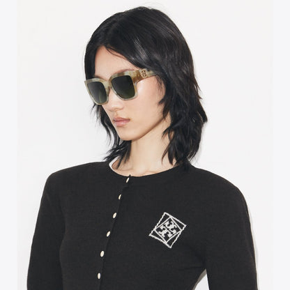 Tory Burch Miller Square Sunglasses BLACK/GRAY GRADIENT